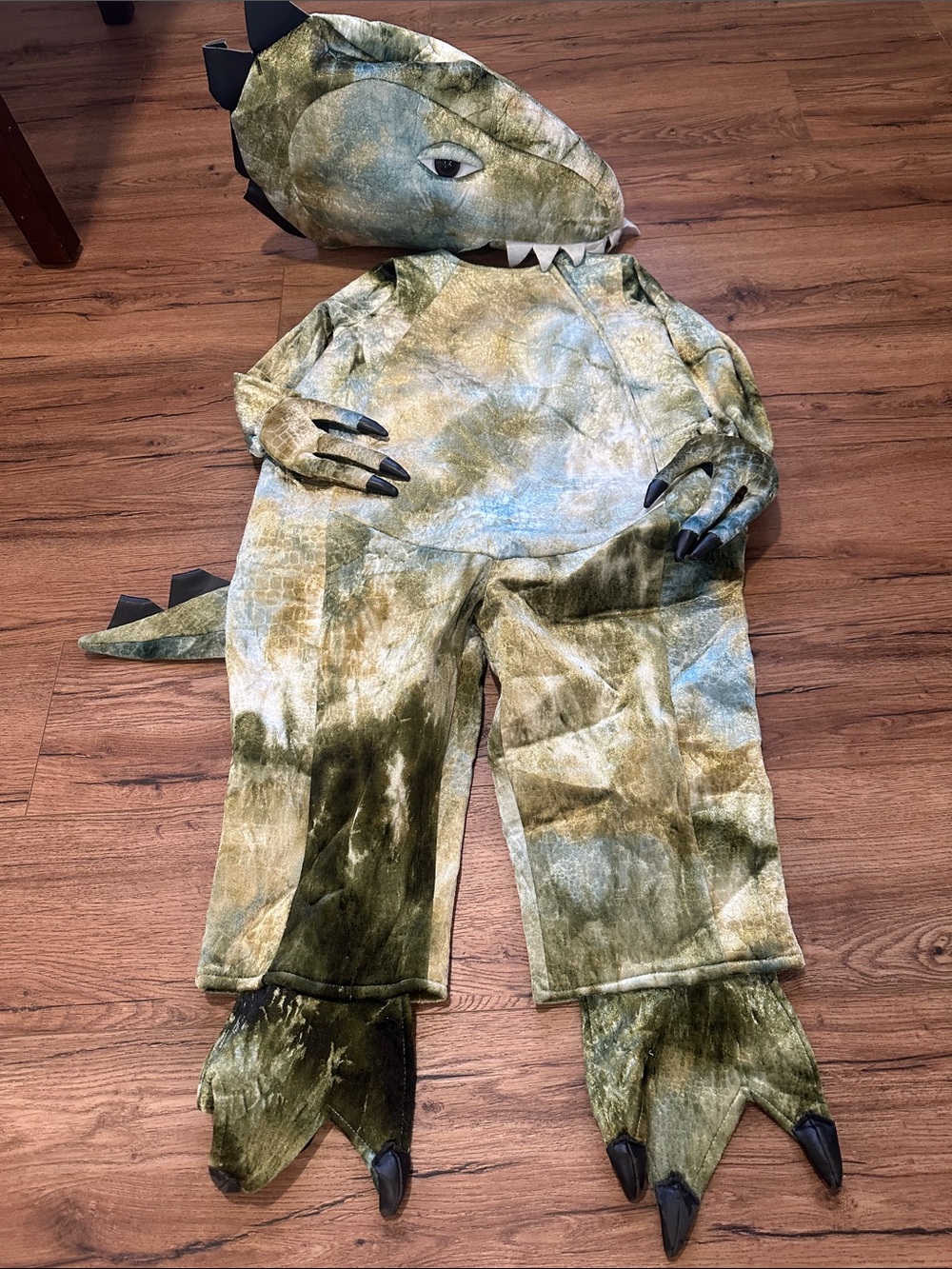 Kids Olive Green Dinosaur Costume with Hood and Claws